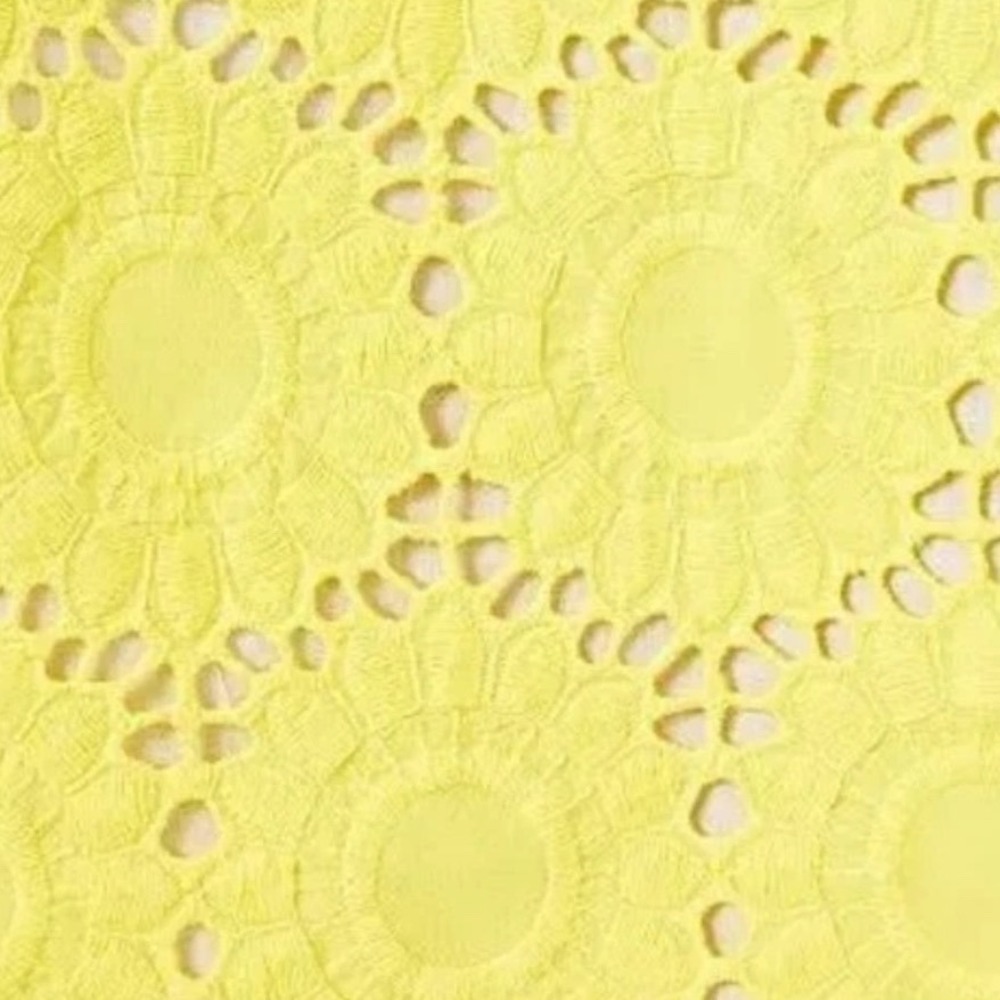 Lilly Pulitzer Yellow Eyelet Lace Blouse 3/4 Sleeve Scalloped Top Mariella XL - Picture 6 of 10